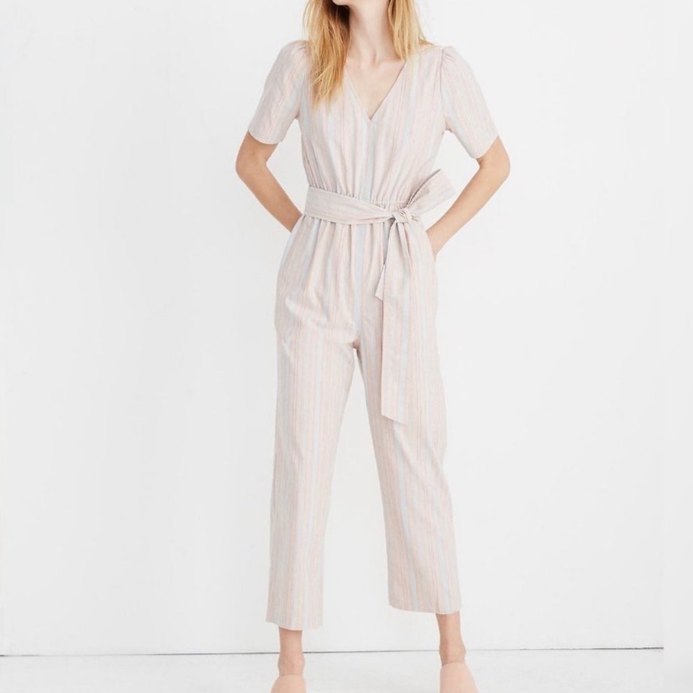 Madewell jumpsuit size 00 pink stripes